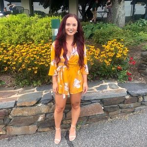 Yellow and white romper!